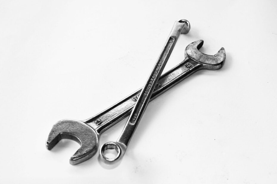 stainless steel close wrench on spanner