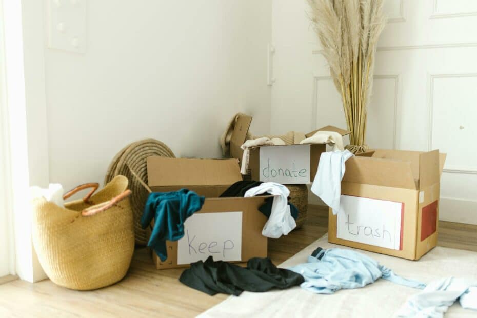 assortment of items on carton boxes