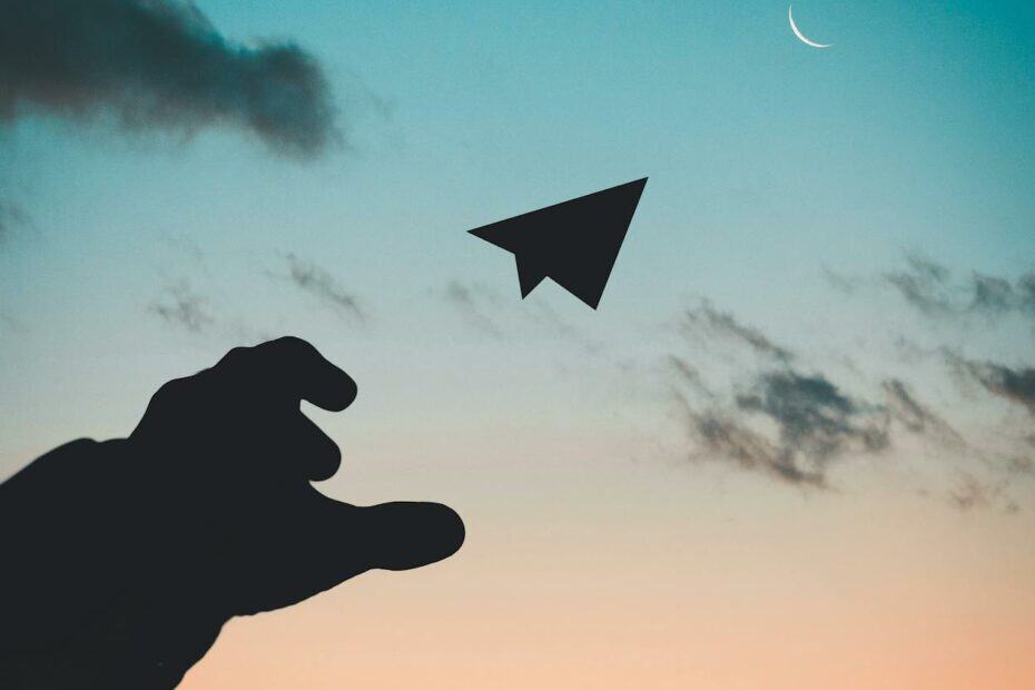silhouette photo of man throw paper plane